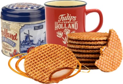 Mok Holland met Stroopwafels in blik - Holland pakket - Hollandse cadeautjes - Souvenirs Typisch Hollands