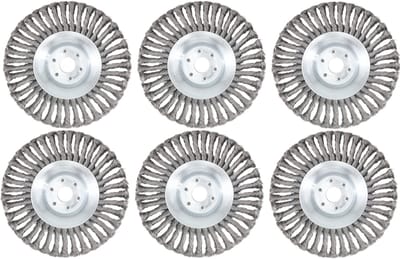 Kibani universele onkruidborstel - 15 cm - per 6 - inclusief vulring - staal - onkruidverwijderaar – bosmaaier - tuingereedschap