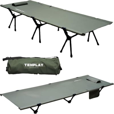 Campingbed - Opvouwbaar bed - Buiten slapen - Ultralicht aluminium - 150 kg capaciteit - Zwart