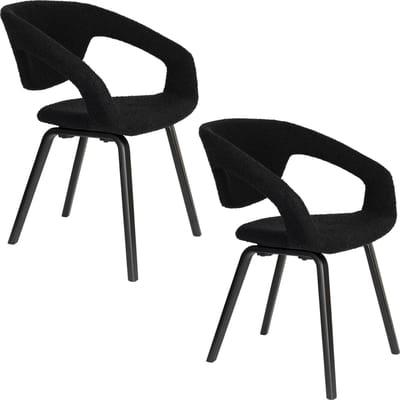 Zuiver Flexback Eetkamerstoelen Armleuning Zwart - Set van 2