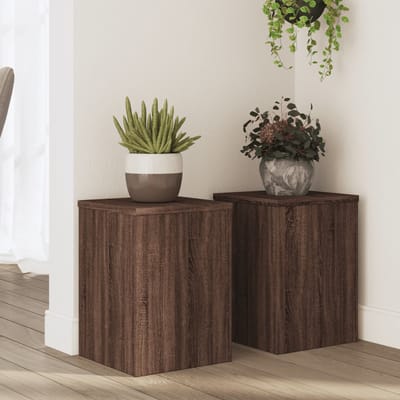 vidaXL - Plantenstandaards - 2 - st - 25x25x35 - cm - bewerkt - hout - bruin - eiken