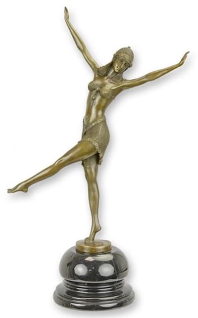 Bronzen Beeld 'De Danseres van Palmyra' - Elegant Sculptuur - 46,2 cm Hoog - Tijdloze Kunst