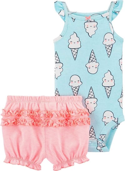 Baby Meisjes Set: Romper en Korte Broek - Zachte Katoen Kleding
