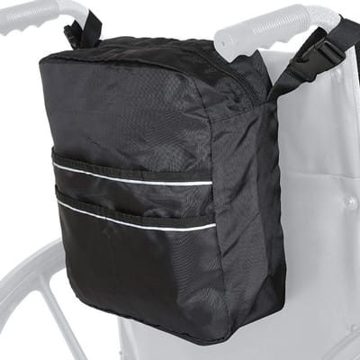 Rolstoeltas - Tas Rolstoel - Rolstoel Opbergtas - Rolstoelaccessoires - Rollator tas - Met Veiligheid Reflectiestreep - Waterdicht - 30 x 11,5 x 31,5 cm - 420D Oxford-doek - Zwart
