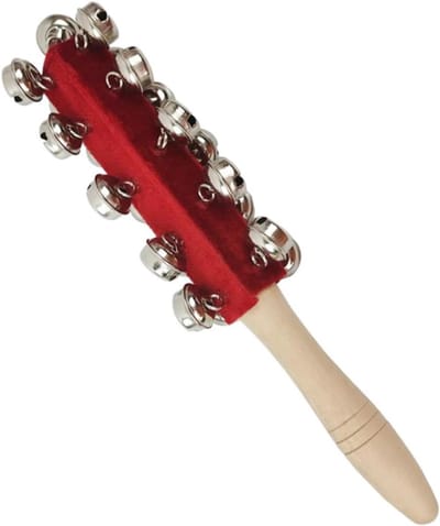 Sleigh Bel Stok - Jingle Bell Stok - Muziek Maken - 21 Metalen Jingles - Mini Formaat - Rood