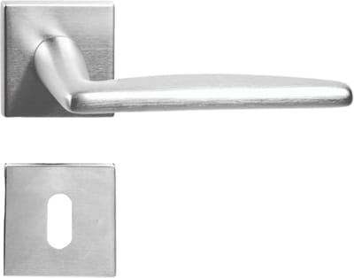 DOMINO EASY QR SLIM - Deurkruk vierkante rozet - BB klaviersleutel - Satijn Chroom - Binnendeur - Aluminium set