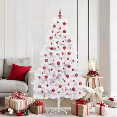 vidaXL - Kunstmatige - Hinged - Kerstboom - Wit - 180 - cm - PVC - en - Staal