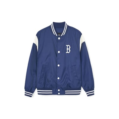 MLB SS24 Boston Red Sox Logo Color Block Cardigan Boutonné Veste de Baseball Veste Unisexe Bleu Marine 3AJPV0641-43NYS S blue