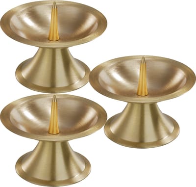 Luxe kaarsenhouder voor stompkaarsen - 3x - goud - metaal - voor kaarsen van 5-6 cm