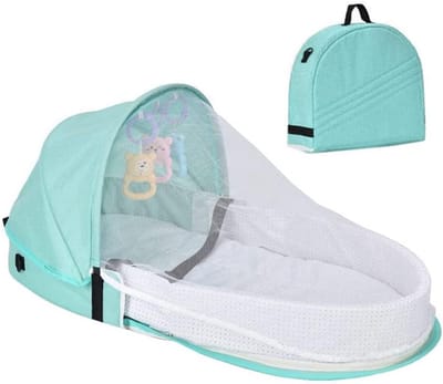 Baby Reisbed - Draagbare Wieg - Veilig Slapen - Met Muggennet - 82 x 40 cm - Groen
