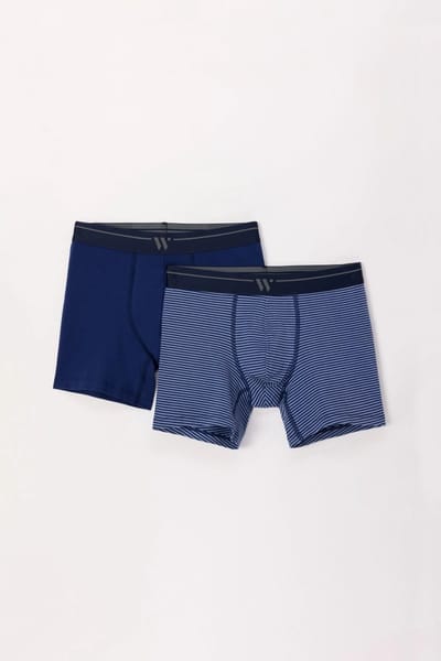 Woody duopack boxershorts heren - donkerblauw gestreept (lang) - 242-12-QLC-Z/057 - maat S