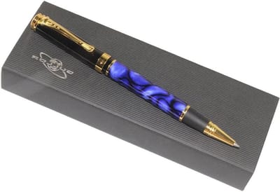 Stijlvolle vulpen in blauw en zwart met 5 kleuren inktcartridges voor creatief schrijven