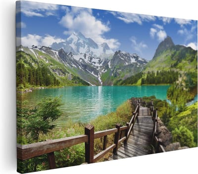 Artaza Canvas Schilderij Landschap - 30x20 cm - Klein - Wanddecoratie Bergmeer - Muurdecoratie Natuur - Kamer Accessoires Woonkamer