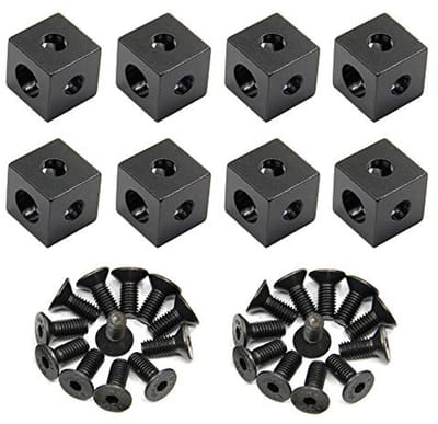 Zwarte Hoek Beugel Kubus voor Aluminium Profiel 2020 Serie - 8 Stuks (20x20x20mm)