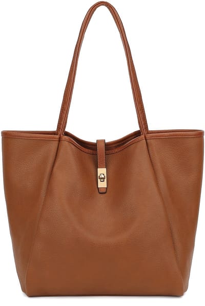 TAN.TOMI Dames Handtassen - Dames Tas Shopper - Grote Shopper – 15.6 inch Laptopvak – Licht & Ruim - Bruin