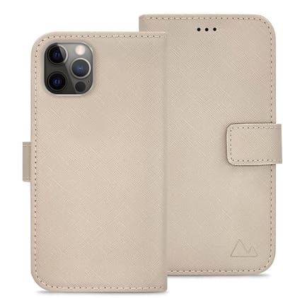 My Style Telefoonhoesje geschikt voor Apple iPhone 12 Hoesje | My Style Flex Wallet Bookcase Portemonnee | Pasjeshouder voor 3 Pasjes | Telefoonhoesje voor Pinpas / OV Kaart / Rijbewijs - Warm Taupe | Taupe