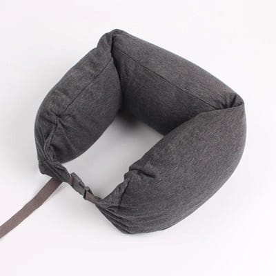 Oreiller en Mousse à Particules en Forme de U Coton Multifonctionnel Oreiller de Voyage Oreiller de Protection du Cou en Forme de U Appui-Tête Voiture Avion gris foncé
