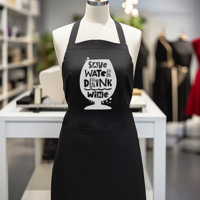 Verstelbaar kookschort, unisex, met 2 Zakken Vloeistof Druppel Waterbestendig Koken Keuken Restaurant Bar Schilderen BBQSchort, voor diverse doeleinden, Zwart Schorten Koksschort Unisex Schorten voor Vrouwen en mannen , save water drink wine