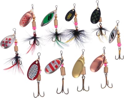 Spinnerbait Set - Kunstaas Set - Vissen Op Baars - Inclusief Tacklebox - 10 Stuks - Diverse Kleuren