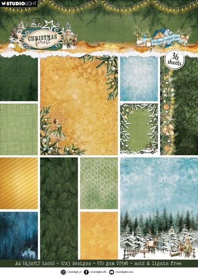 Design Paper pad Background paper - Christmas forest nr. 474