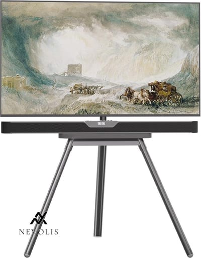 Nevolis Universeel tv-statief 43-65 inch draaibaar en in hoogte verstelbaar met stabiele stalen basis - VESA Max 400 x 400 mm (grijs) .