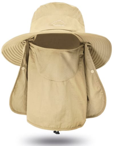 Zonnehoed - Rand 10 cm - Hoofdomtrek 56-62 cm - Unisex vissershoed - Hoed met brede rand - UV-bescherming - Geschikt voor buitenactiviteiten - Biedt bescherming voor gezicht en nek - Vissershoed - Sneldrogende zomerhoed voor buiten - Zonnehoed
