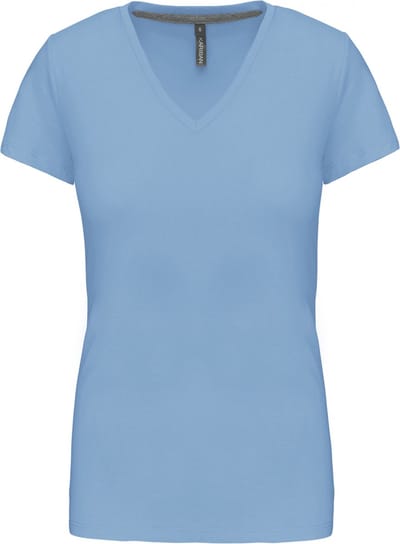 Kariban Dames T-shirt V-hals Korte Mouwen K381 - sky blue - 3XL
