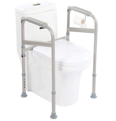 Dailygoods- Veiligheidsframe Verstelbaar - Antislip Houder - Ondersteuning voor Toilet - Armleuningen - Koolstofstaal - Inklapbaar - Toiletsteun