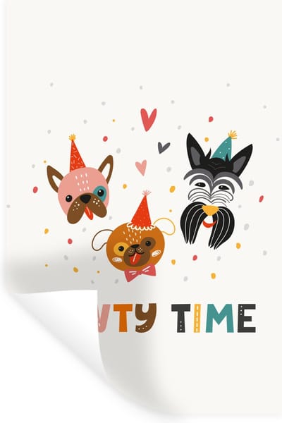 Muurstickers - Sticker Folie - Quotes - Spreuken - Pawty time - Honden - 20x30 cm - Plakfolie - Muurstickers Kinderkamer - Zelfklevend Behang - Zelfklevend behangpapier - Stickerfolie