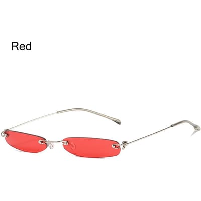 Lunettes de Soleil Rectangle Sans Monture Tendance Lunettes Monture Étroite Sans Bordure Petites Lunettes de Soleil Lentille Colorée Transparente UV400 pour Dames Hommes