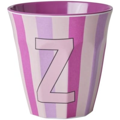 Rice melamine beker medium gestreept letter z, roze
