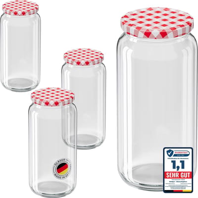 Dailygoods- Weckpotten luchtdicht - Inmaakpotten met schroefdeksel - Voorraadpotten - Glazen potten - 1045 ml - Set van 6 stuks - Voorraadpot