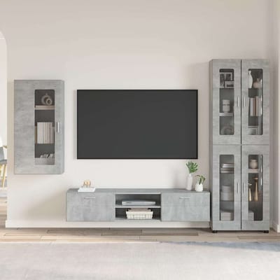 vidaXL - Tv-meubelset - FLORIN - 3 - st - Beton - Grijs - Bewerkt - hout