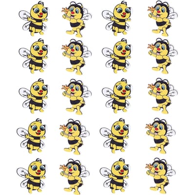 20 pièces Boutons en Bois Forme Abeille Dessin Animé Décoratif Bouton Peint Accessoires Vêtements pour Couture
