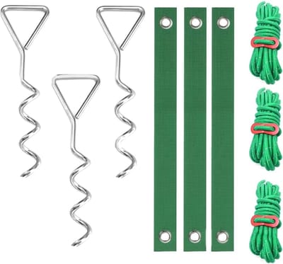 Boompalen set - Boomsteunen - Bomen ondersteunen - Spiraalvormig anker - 398 cm - Zilver