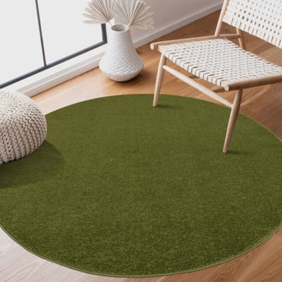Muratap Uni rond groen vloerkleed – modern laagpolig effen tapijt- 240 cm rond