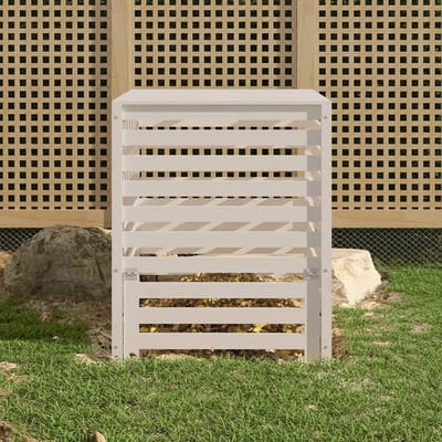 Compostbak Hout - Compostvat Tuin - Afval Verwerken - Massief Grenenhout - 825 x 825 x 995 cm - Wit