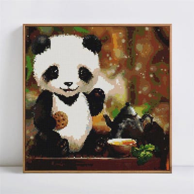 Diamant schilderij dier mozaïek kruissteek steentjes diamant borduurwerk Panda decor thuis cadeau 30x30CM black