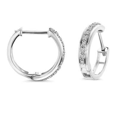 Miore Pure Oorbellen - 9 Karaat - Zilverkleurig - Met Diamanten - Handgemaakte Sieraden - Knopjes - Elegante Dames Sieraden - 13 mm