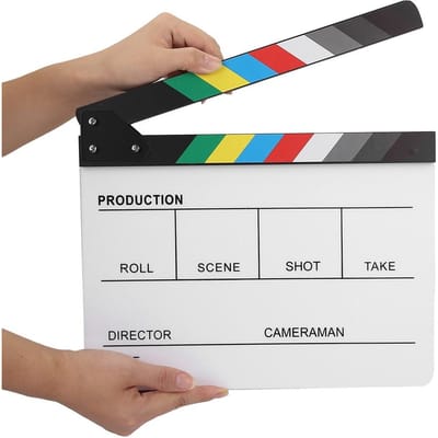 Clap de cinéma acrylique TV Film Action Planche de coupe Film Accessoire avec stylo(CouleurBlanc)