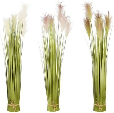 Mica Decorations Gras Bundel - 90 x 15 cm - Roze - Lichtbruin - Wit - 3 stuks