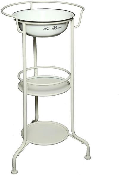 Wastafel Nostalgie - Porseleinen Kom - Badkamer Inrichting - Met Extra Planken - 85cm Hoog - Wit Zwart