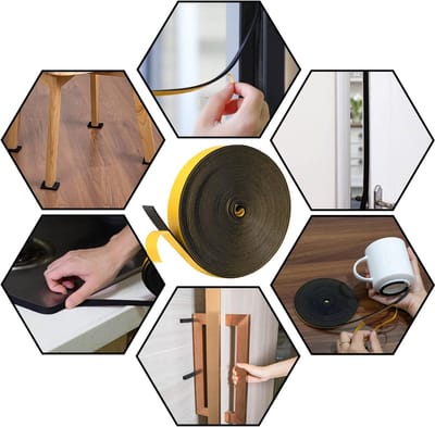 Candala Afdichtingstape, zelfklevend, voor deuren en ramen, deurafdichting, rubberen afdichting, schuimband voor botsing, afdichting, geluidsisolatie, mm (B) x 6