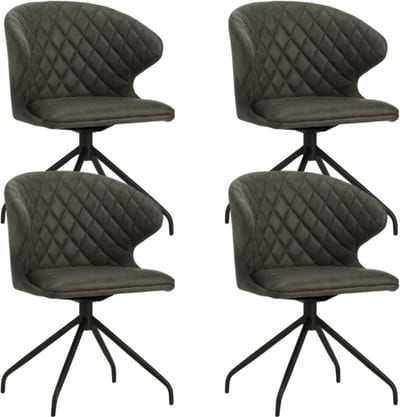 Dimehouse Set van 4 Draaibare Eetkamerstoelen Eloi Antraciet - Stof - Industrieel