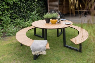 Rockwood® Picknicktafel Rockwood Aluminium Rond - Antraciet onderstel 1.40m Montage op locatie. Extra gemak en vakkundige service