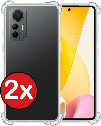 Hoesje - 2 Stuks - Geschikt voor Xiaomi 12 Lite - Sterk & Shockproof - Back Cover - Siliconen Case - Telefoon Hoes Shock Proof - Telefoonhoes - Transparant