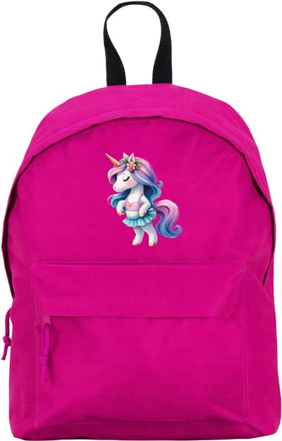 Donker Roze rugzak met Full Color Te Schattige Prachtige Grote Dansende Eenhoorn