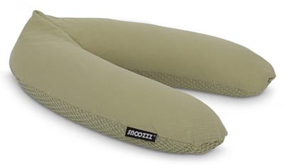 Snoozzz Voedingskussen Premium Kwaliteit - 185 cm – Microparel Vulling – Luxe Draagtas – Wasbare Hoes - Wafel Amande