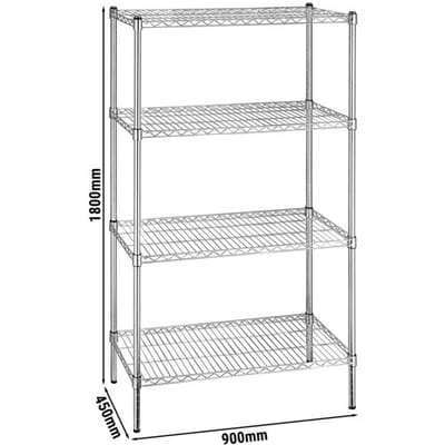 GGM Gastro Stahlregal - 900x450mm - 4 Ablagen - Chrom
