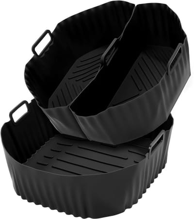 CLVP® Airfryer Accessoires - Siliconen Bakje - Bakpapier - Zwart